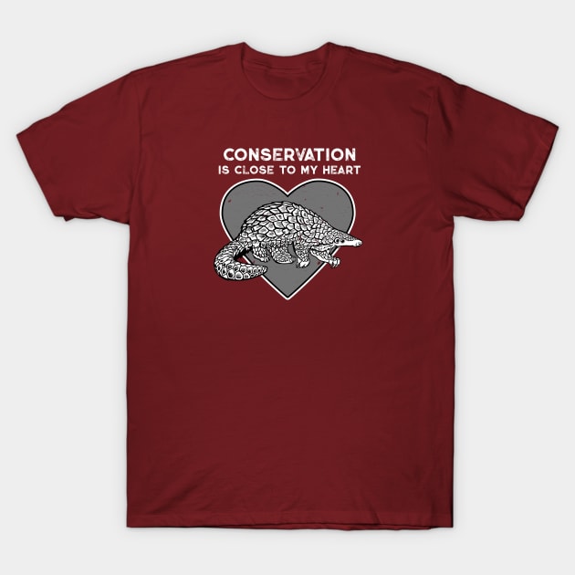 Pangolin Conservation Heart T-Shirt by Peppermint Narwhal